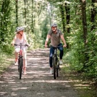 Fahrradfahrer im Wald